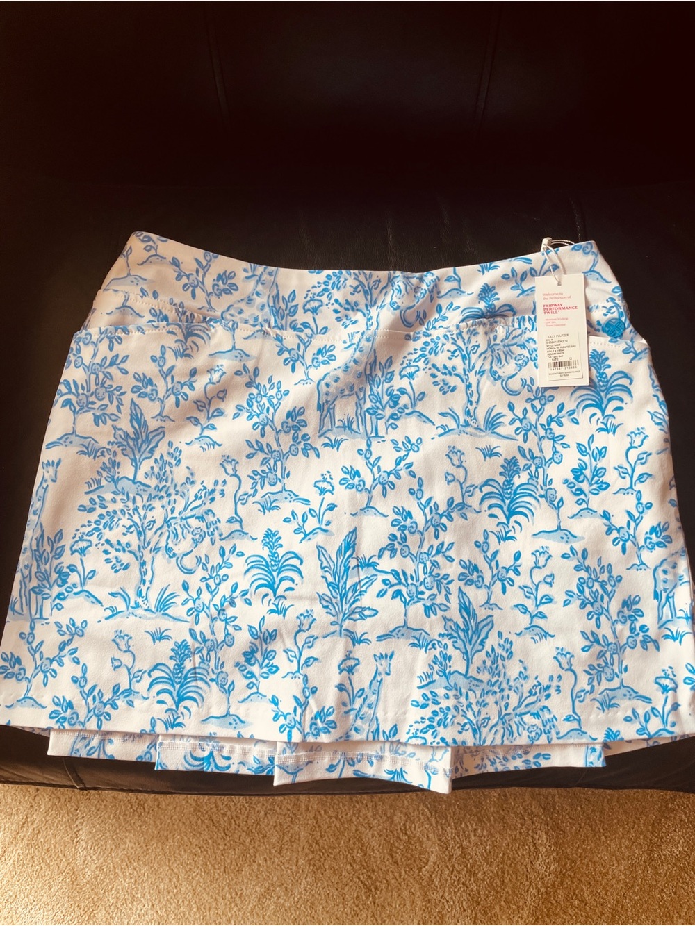 NWT Lilly Pulitzer Blue Floral Print Women’s Skirt - Elegant “Tall Tails Golf”